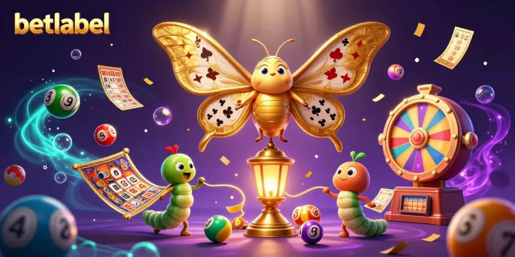 Experience vibrant gaming energy with betlabel's captivating casino illustration showcasing dynamic lottery elements.